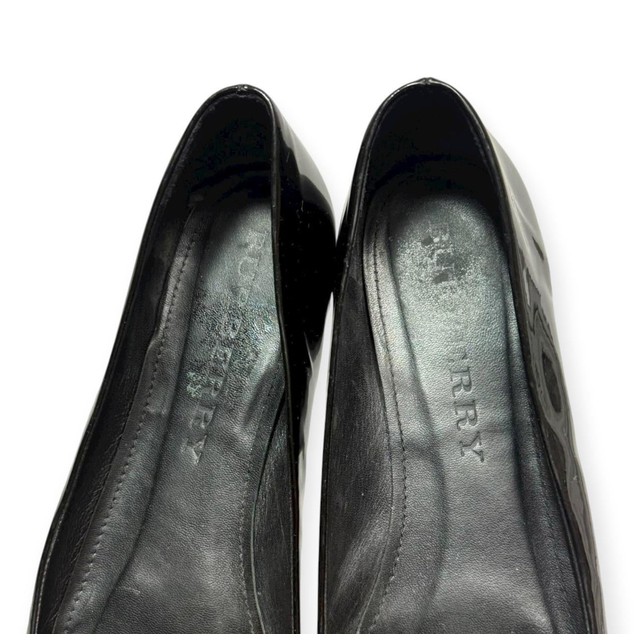 burberry patent leather nova check flats