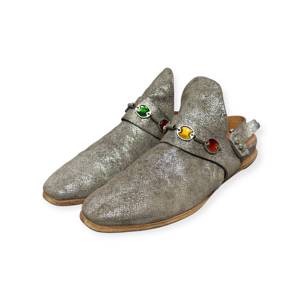 A.S.98 Metallic Silver Mules