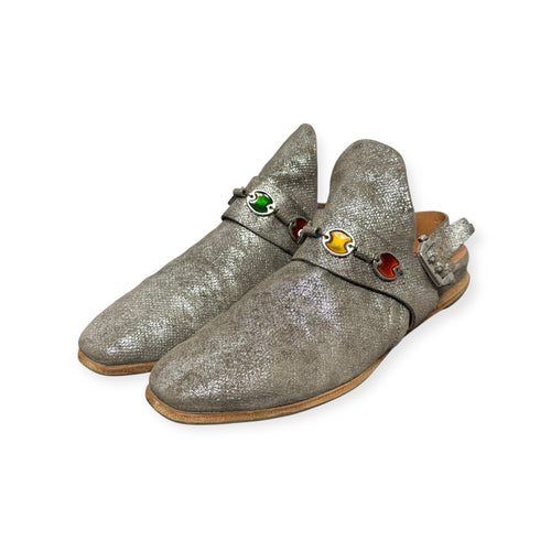 A.S.98 Metallic Silver Mules