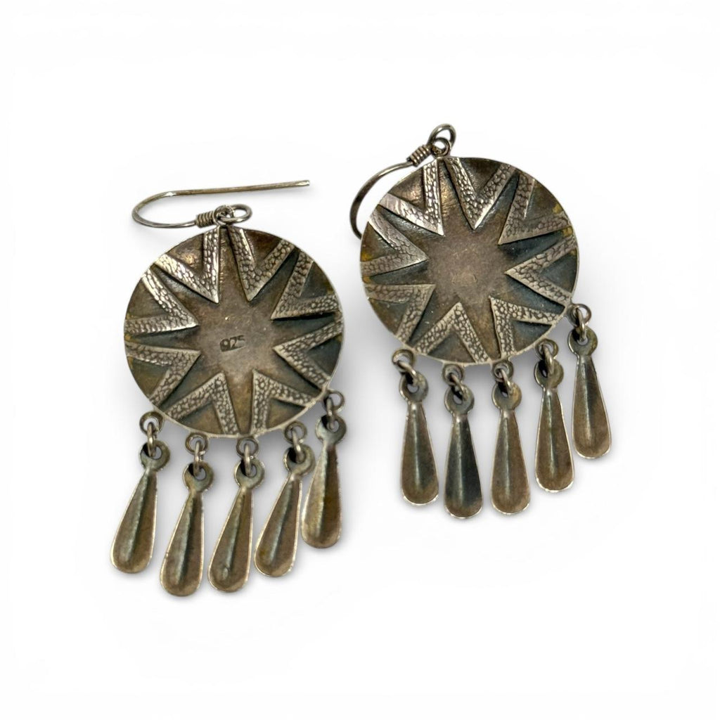 vintage sterling silver & malachite dangle earrings