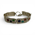 vintage sterling silver & enamel flower bracelet