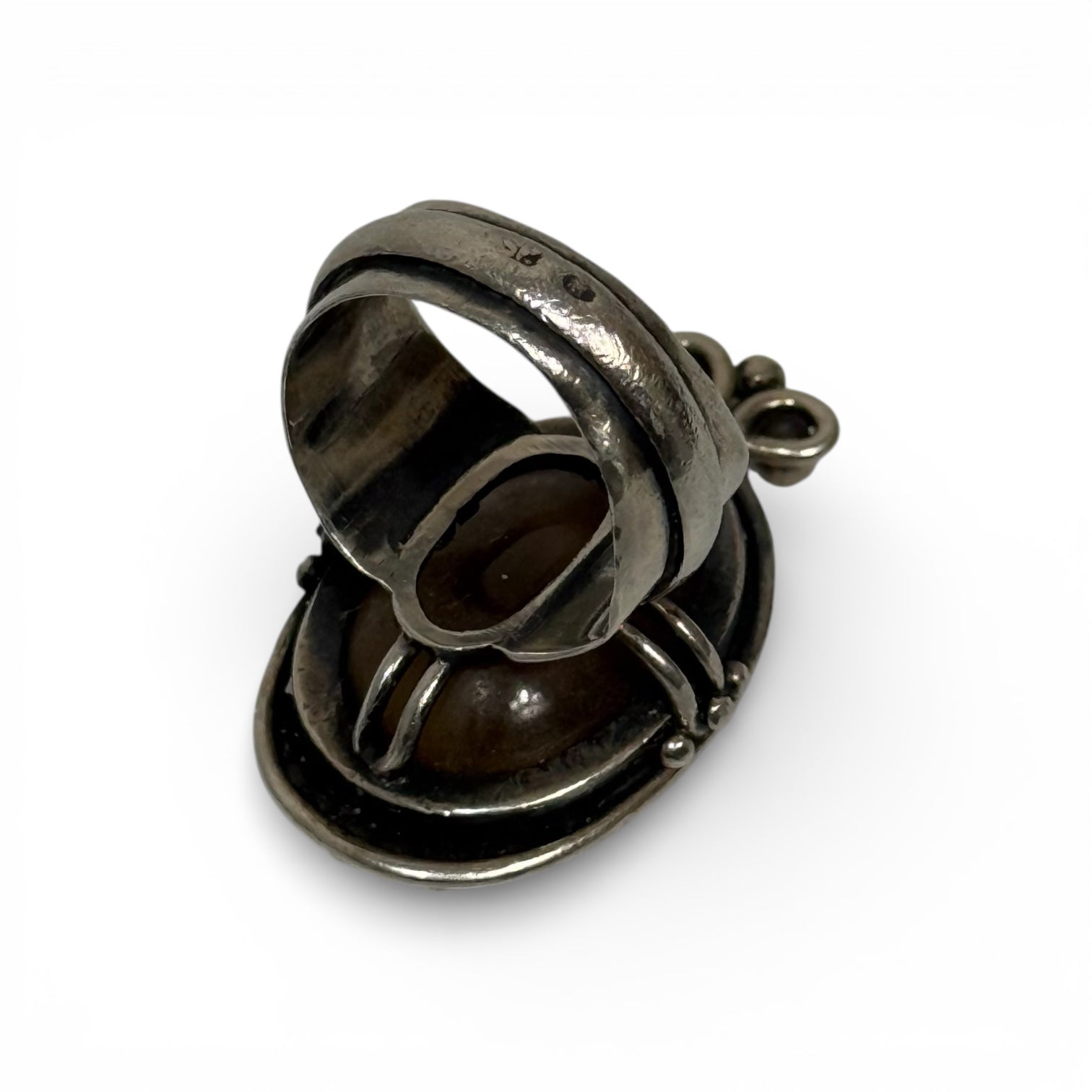 vintage 60s/70s orno poland mcm modernist smoky quartz silver ring