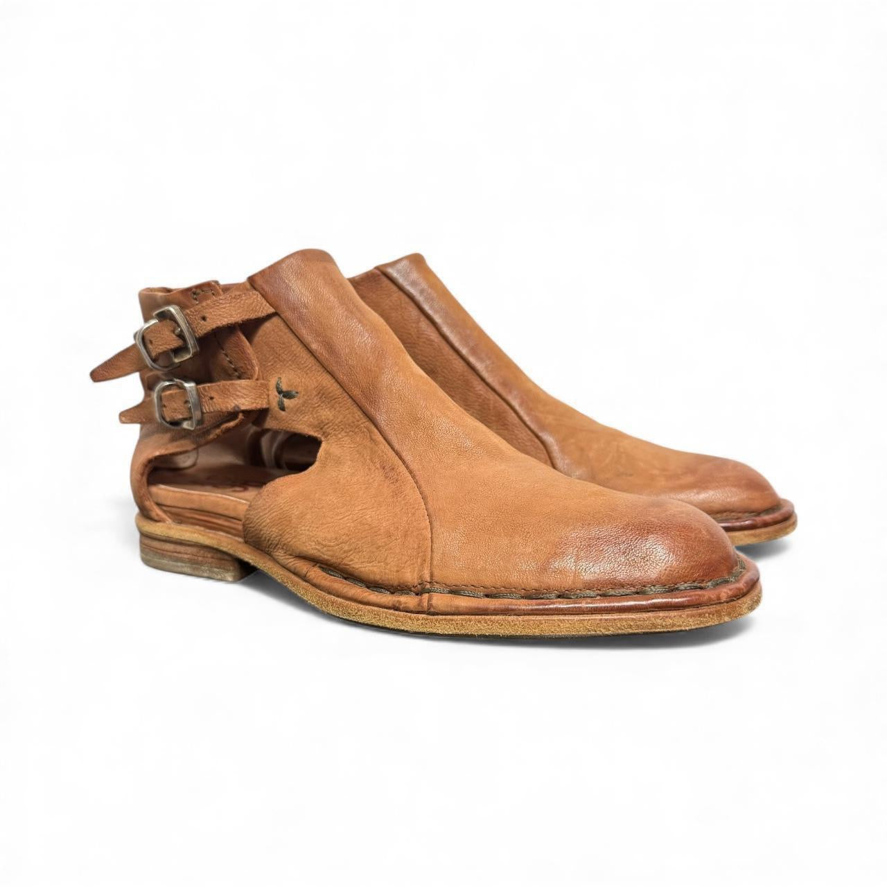 a.s.98 dusty meadow cognac leather booties