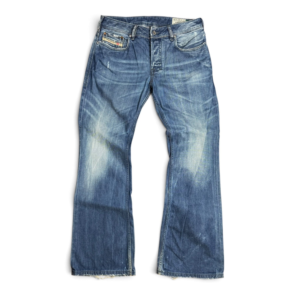 2000s diesel zathan distressed medium wash bootcut button fly 008IN blue jeans