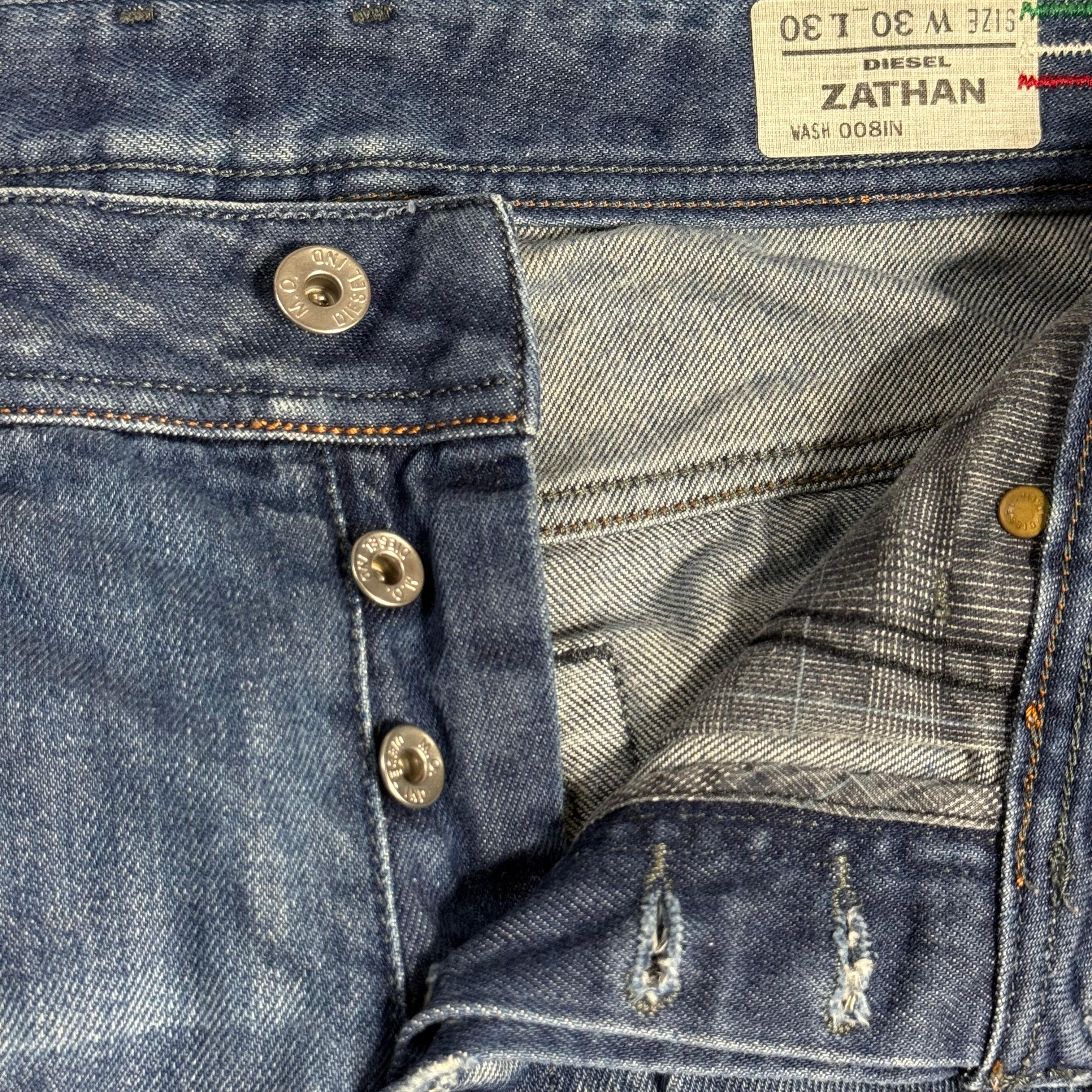 2000s diesel zathan distressed medium wash bootcut button fly 008IN blue jeans