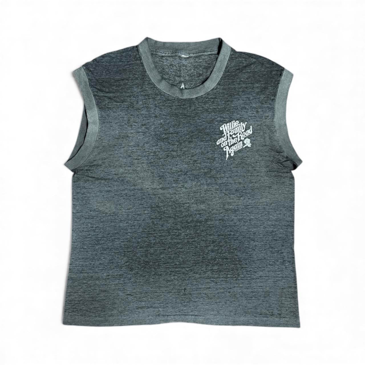 vintage 80s willie nelson & family on the road again tee