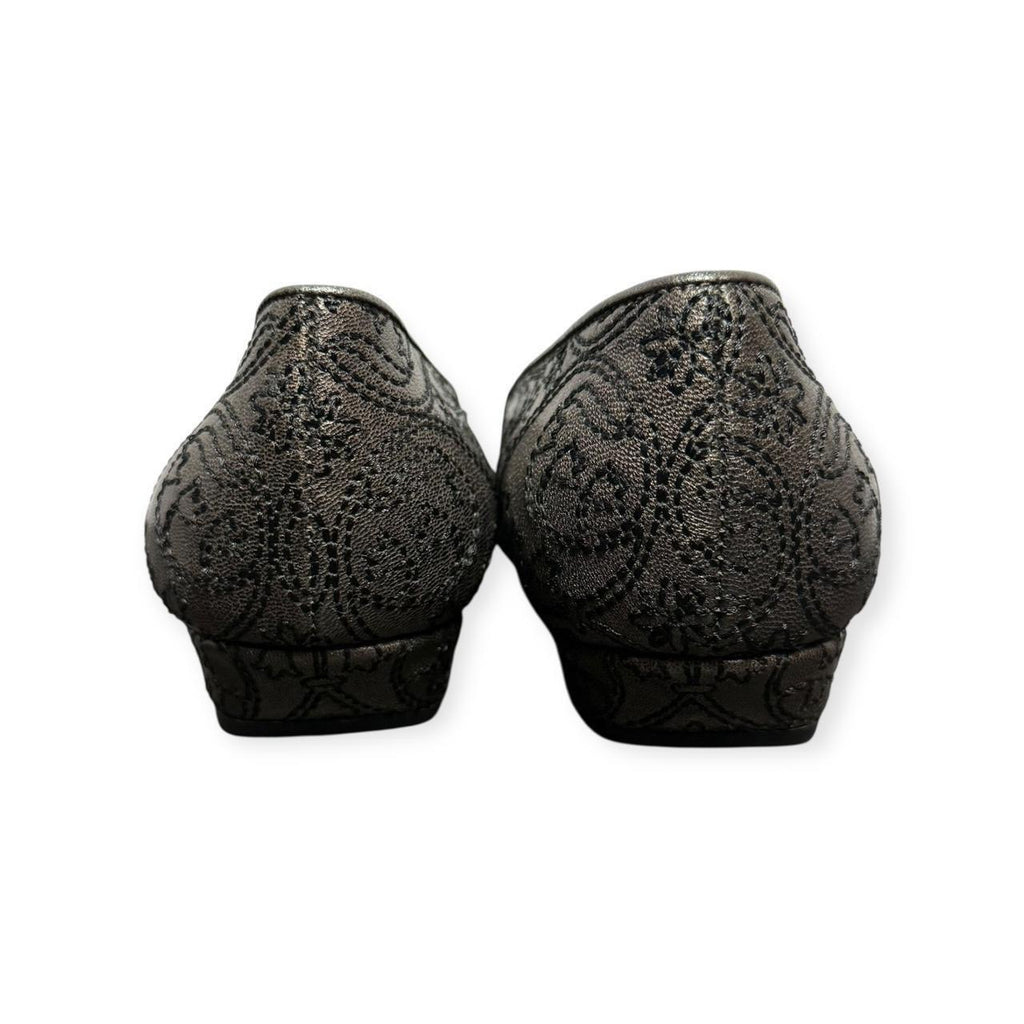 prada embroidered floral pointed toe ballet flats