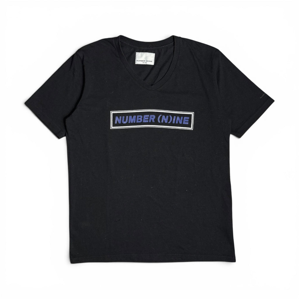 2010s number nine denim black v neck box logo spellout graphic tee