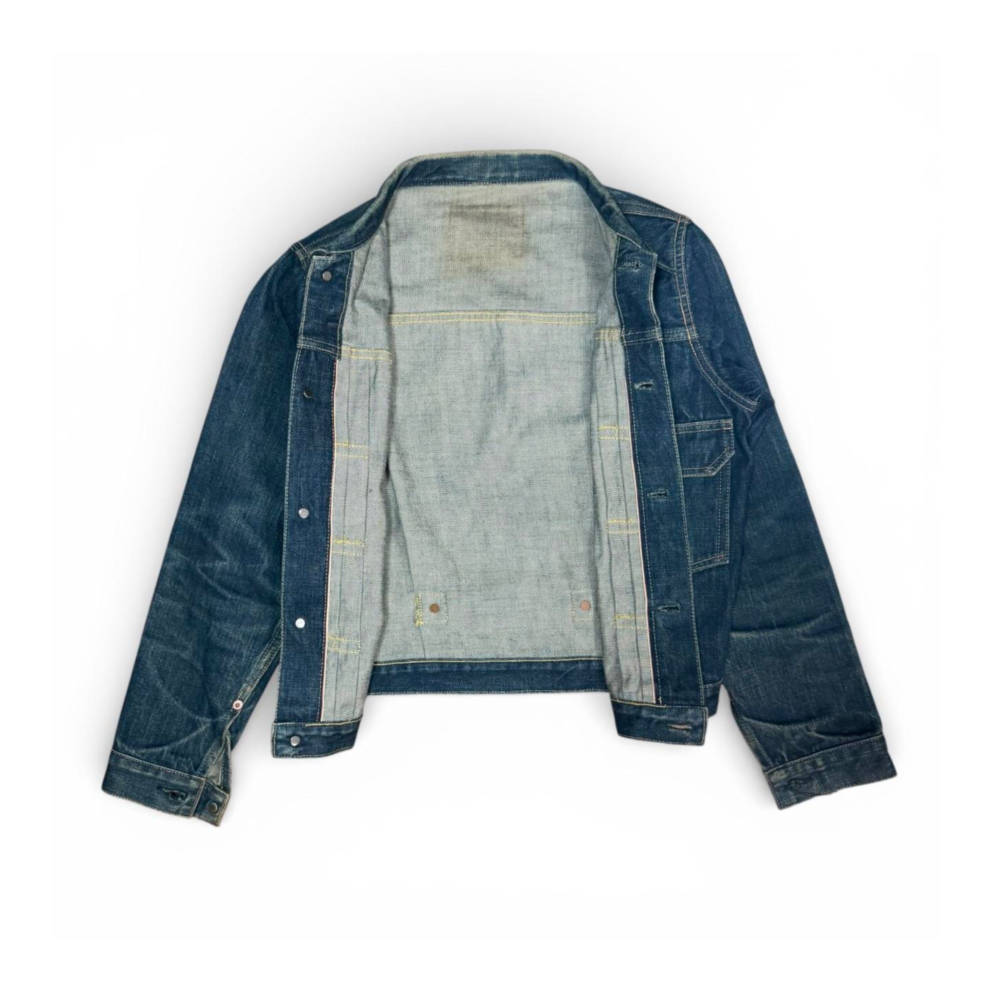 vintage tabloid type 1 style buckle back dark indigo selvedge denim jacket