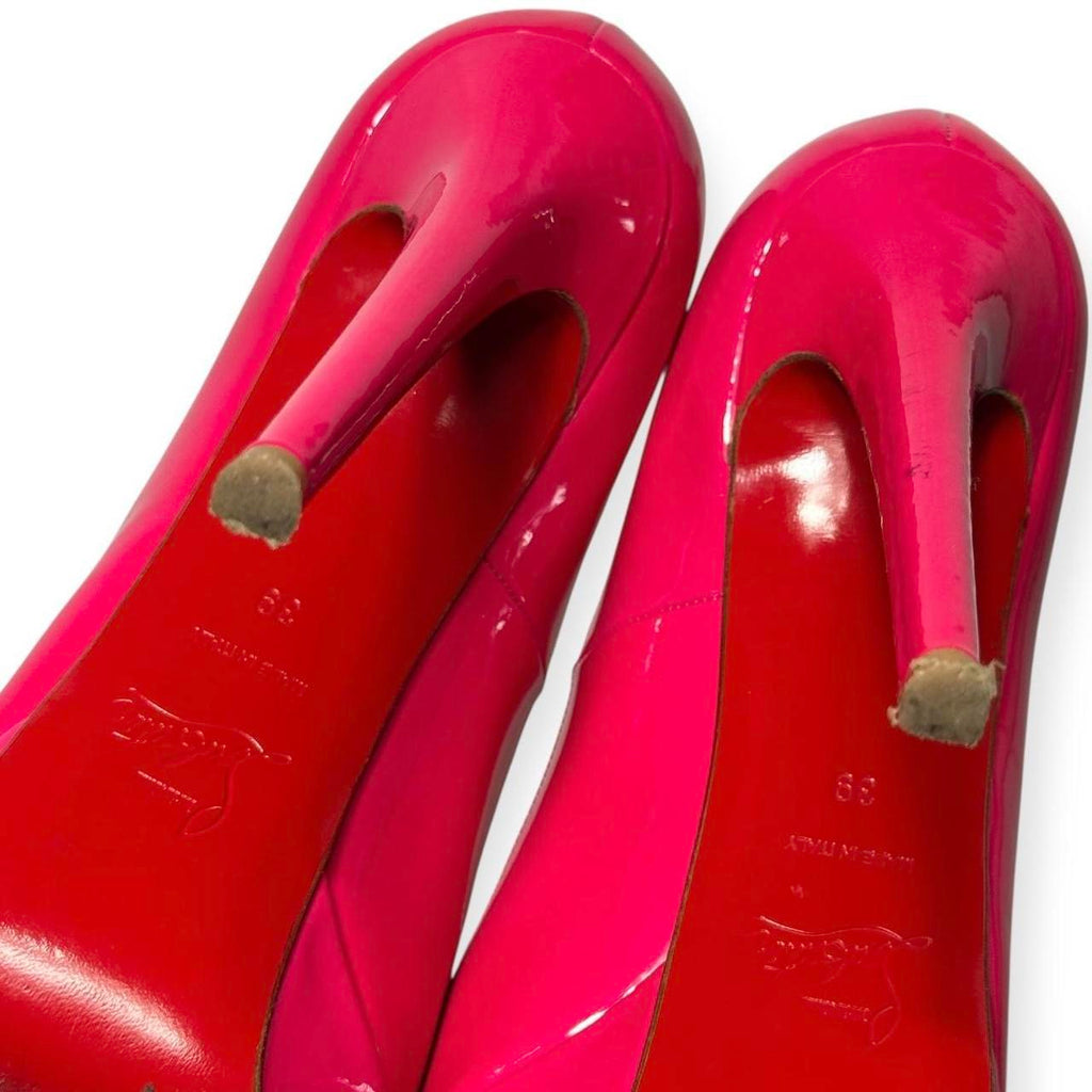 christian louboutin bianca patent leather platform pumps