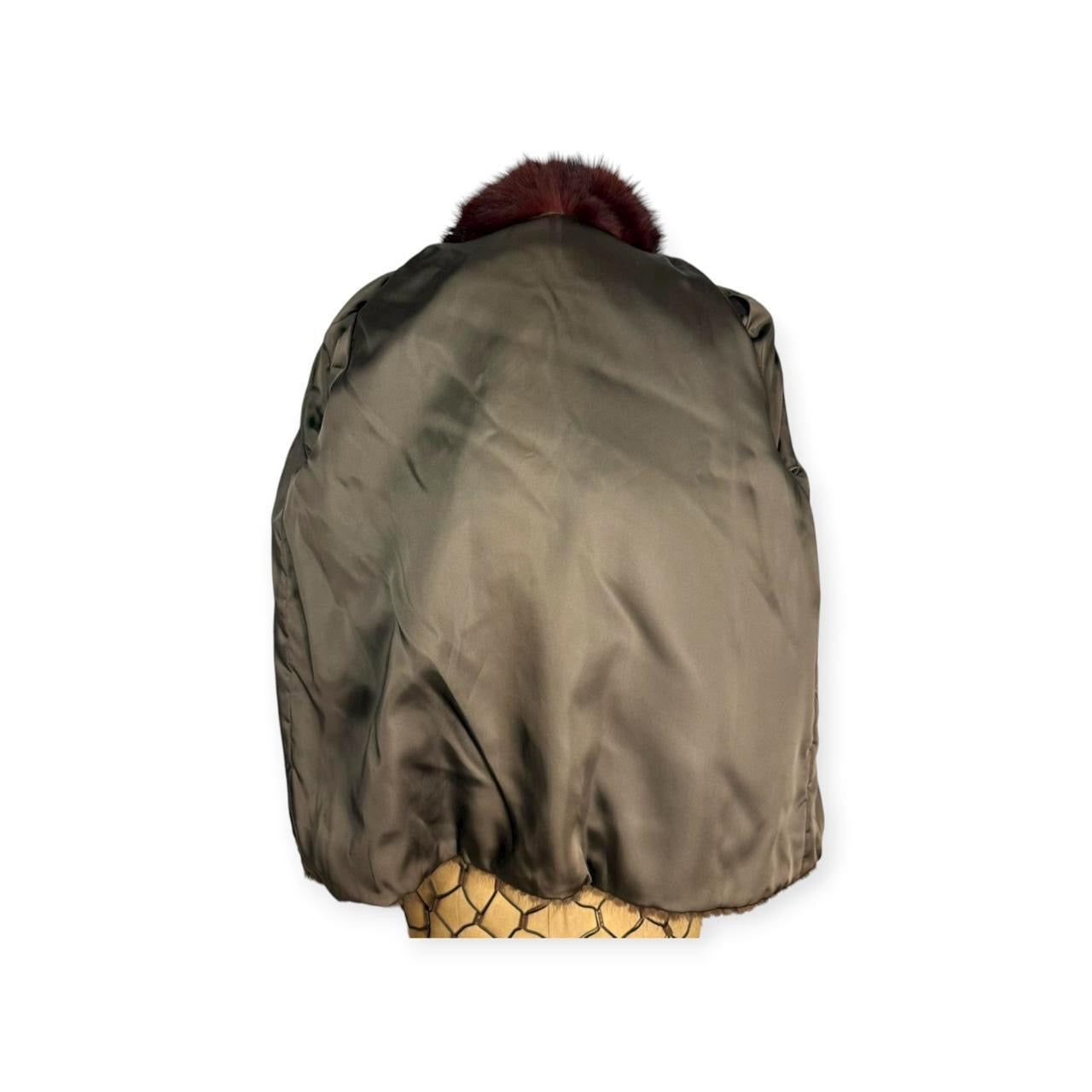 vintage corded mink & fox fur trim coat