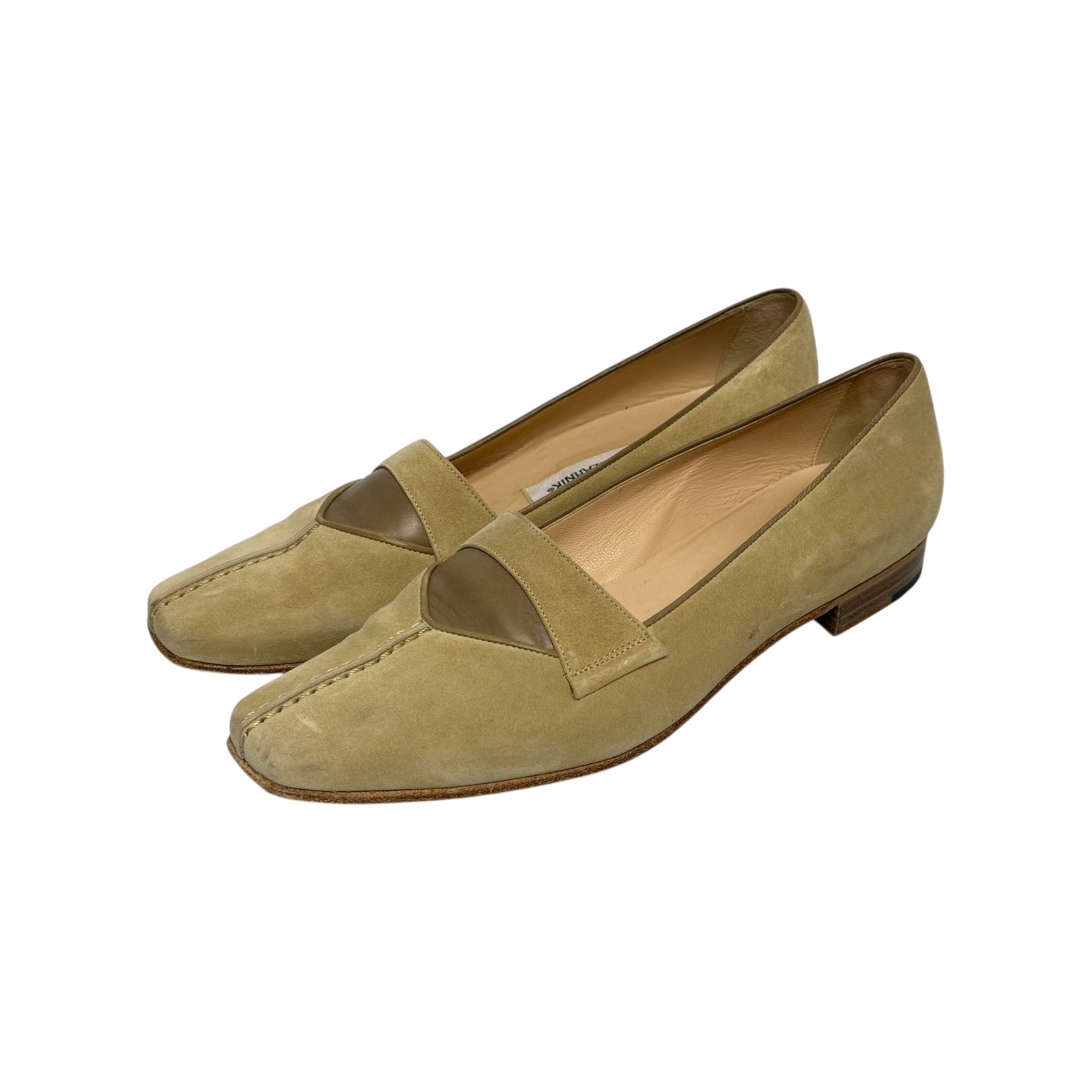 vintage manolo blahnik suede loafers