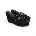 saint laurent black leather tribute espadrilles
