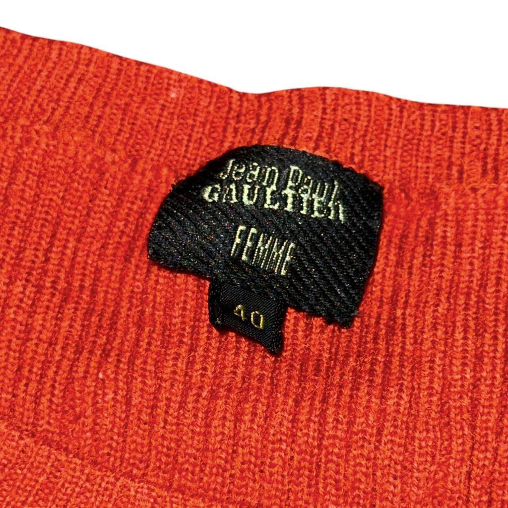 vintage jean paul gaultier femme logo jacquard rib knit sweater
