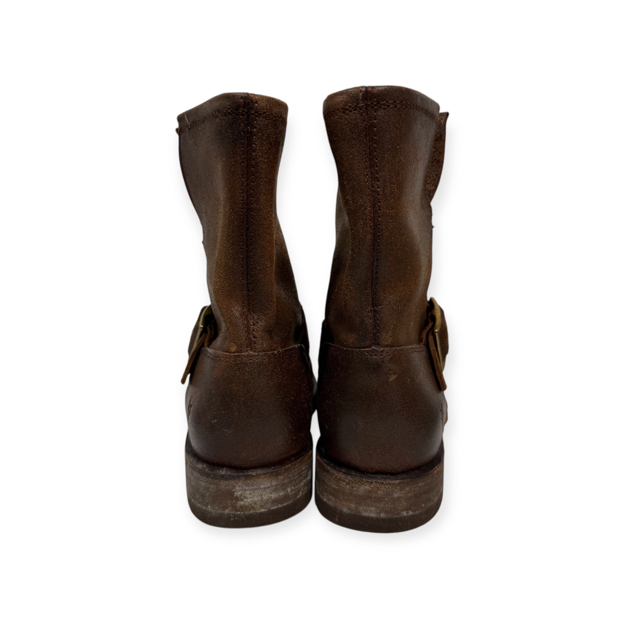 frye dark brown leather engineer boots