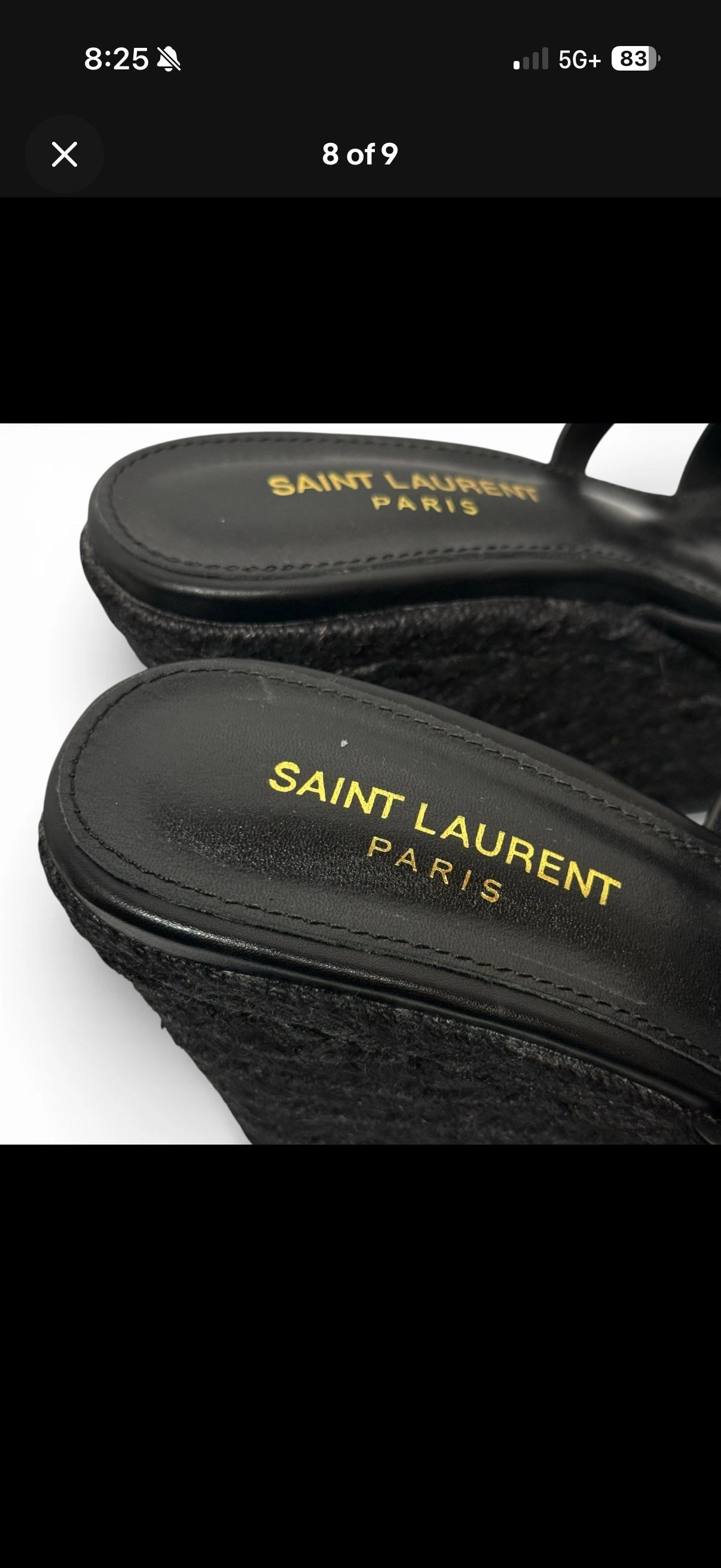 saint laurent black leather tribute espadrilles