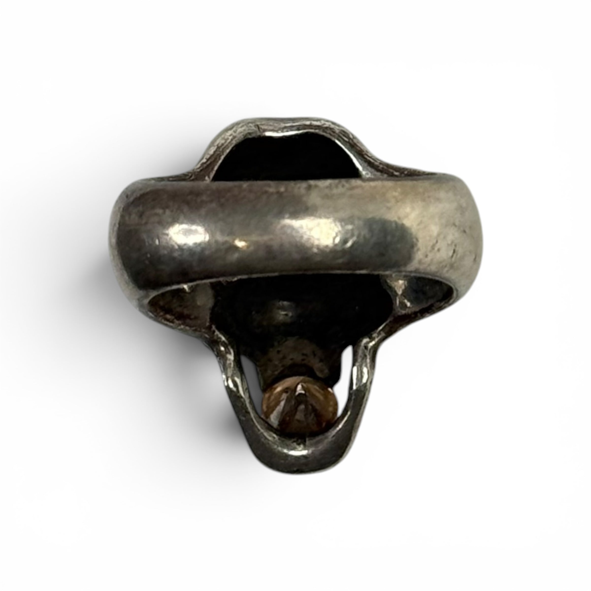 japanese heavy silver + citrine skull ring