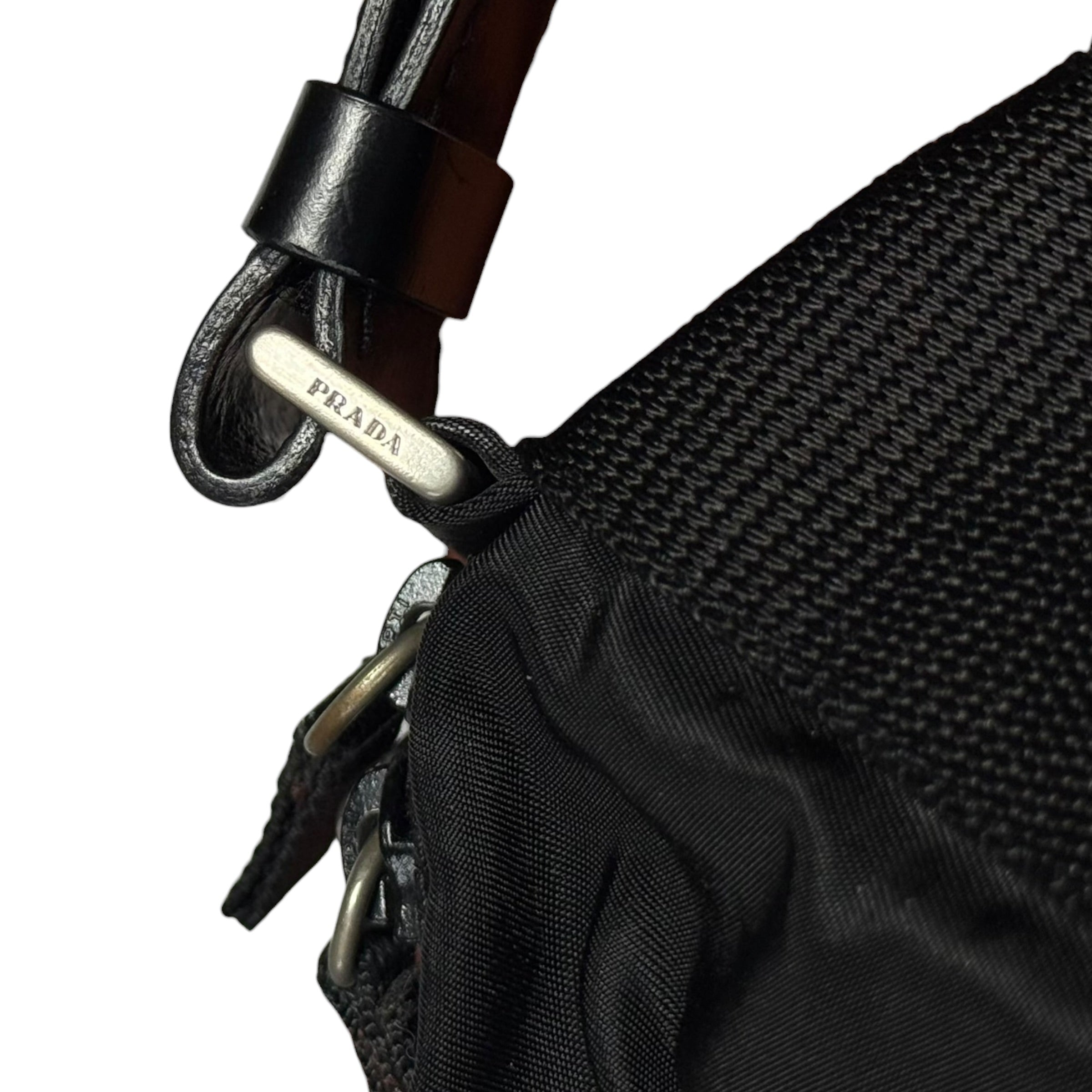 vintage 90s prada black tessuto nylon weekender duffle bag