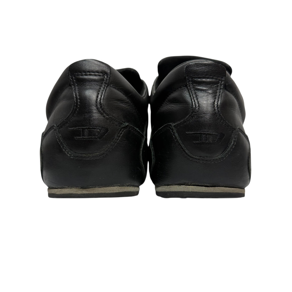vintage diesel saville black leather square toe sneakers