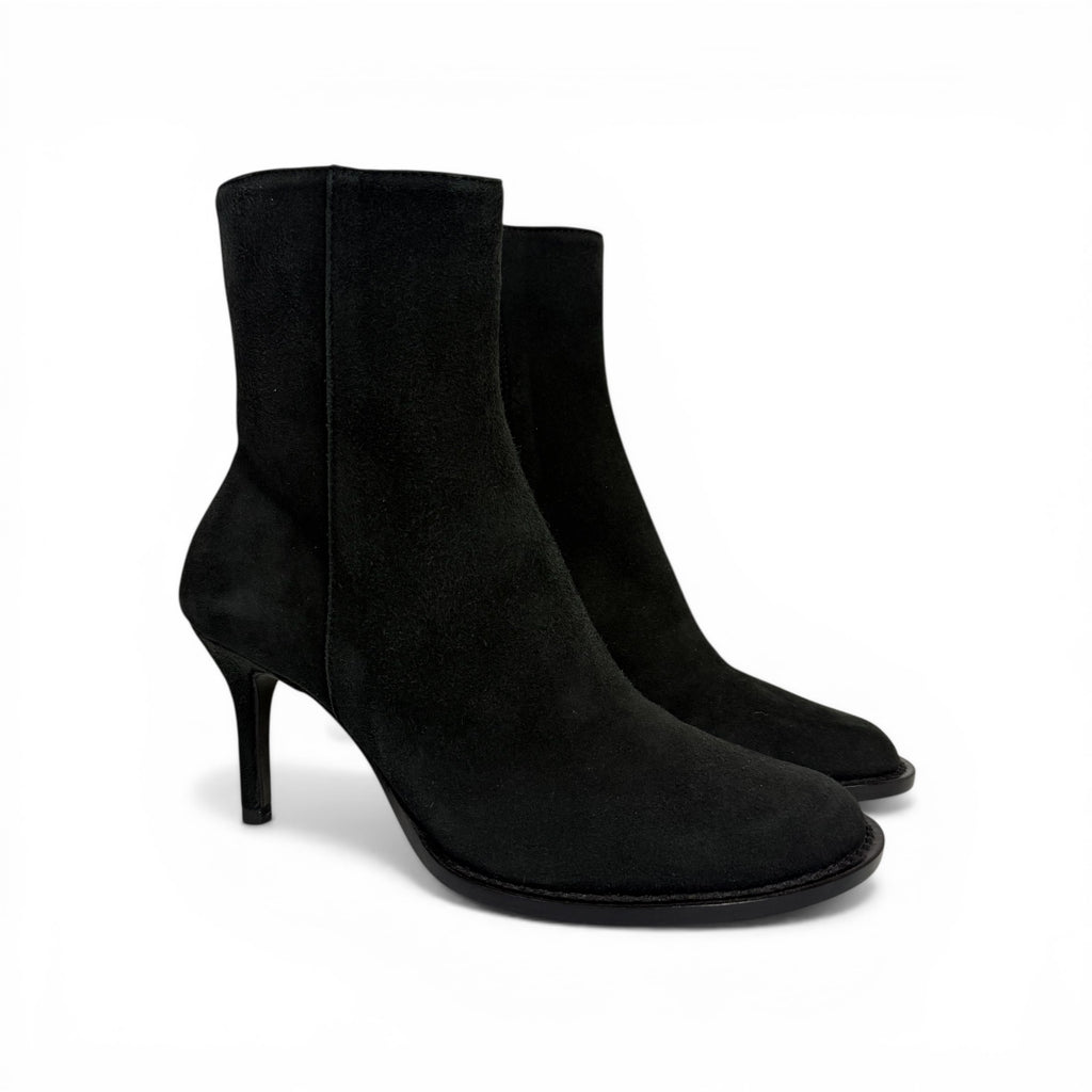 ann demeulemeester black camoscio suede stiletto ankle boots