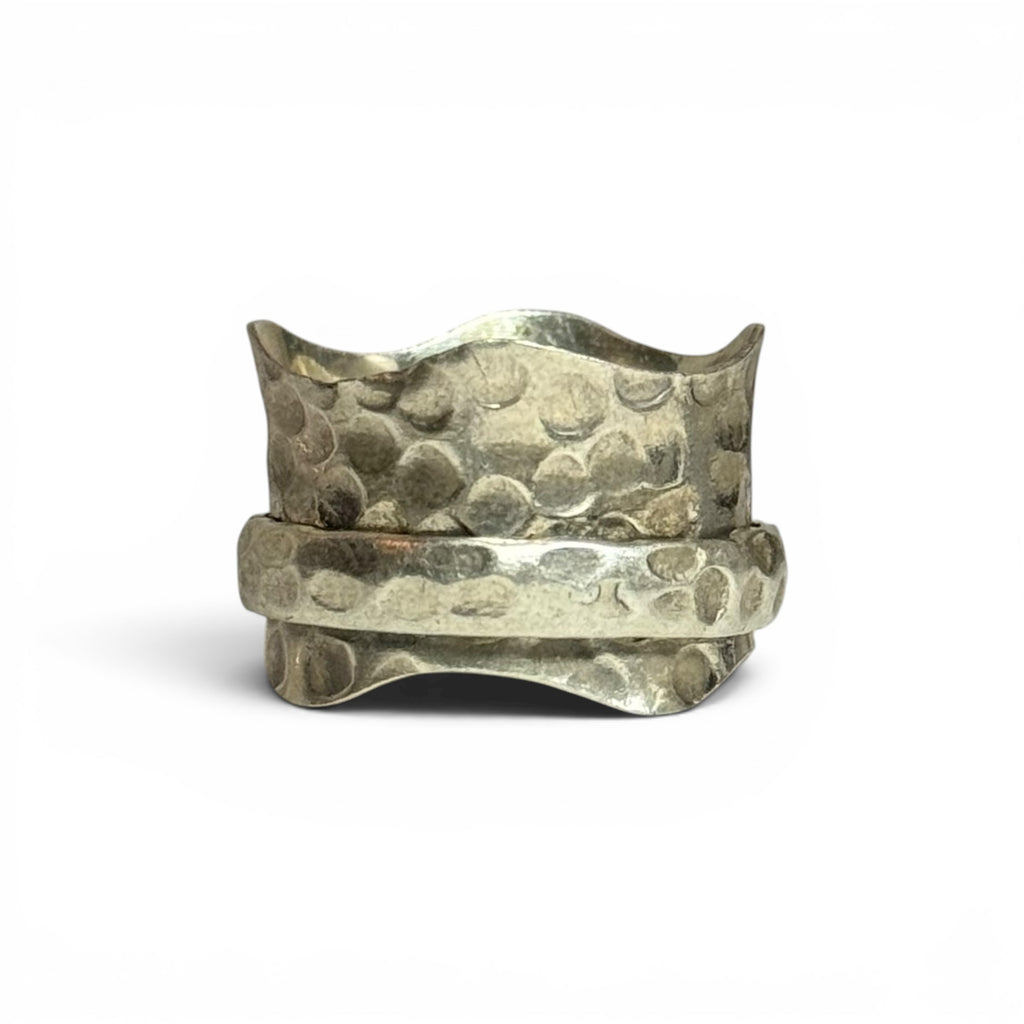 vintage 925 sterling silver hammered spinner ring