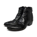 tres outlaws black leather alligator snip toe western ankle zorro boots