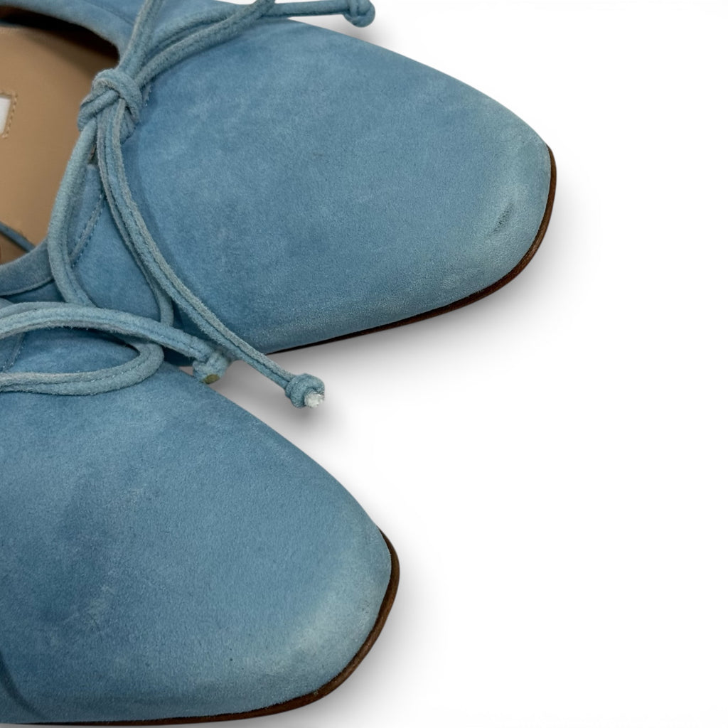 manolo blahnik baby blue ballerimu mules