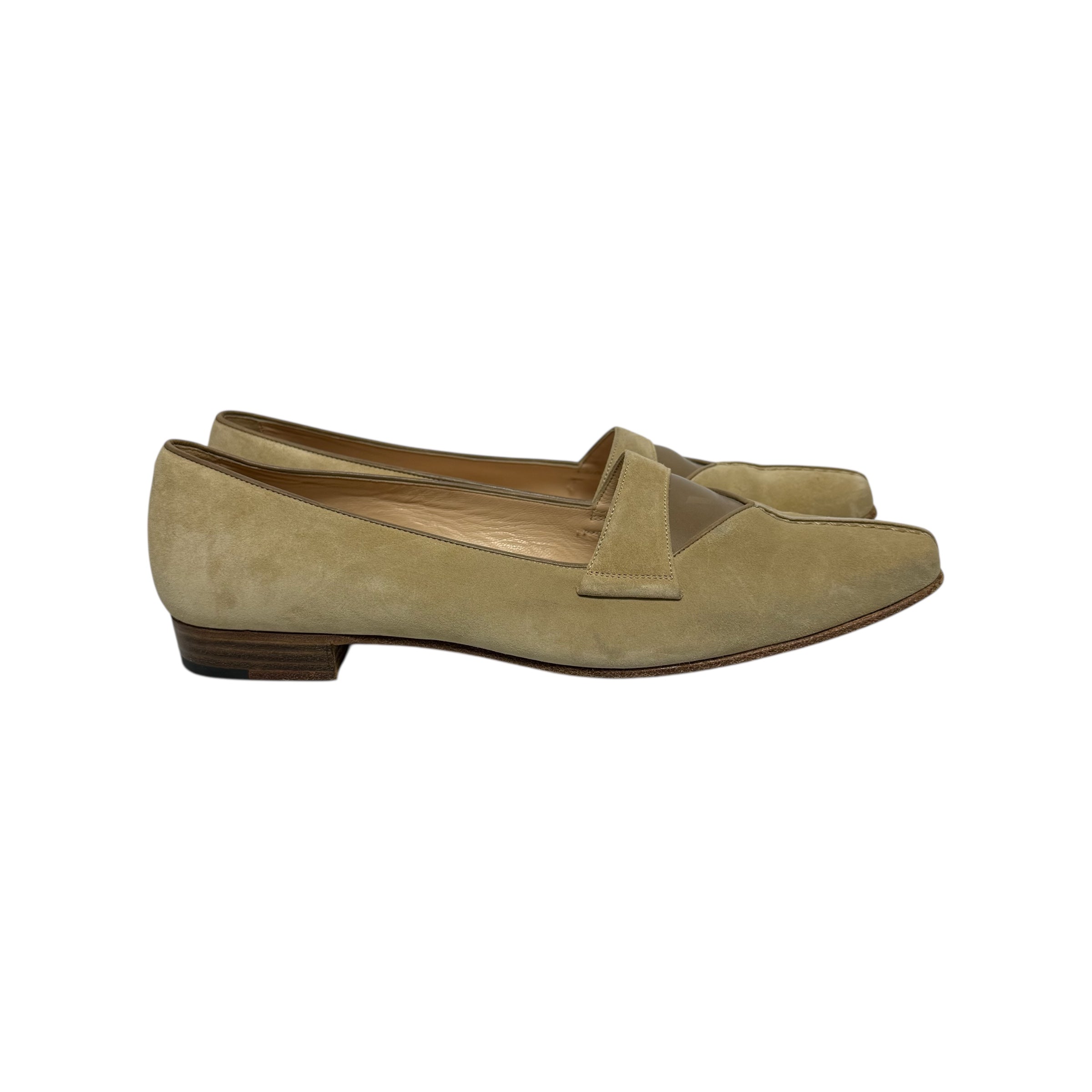 vintage manolo blahnik suede loafers