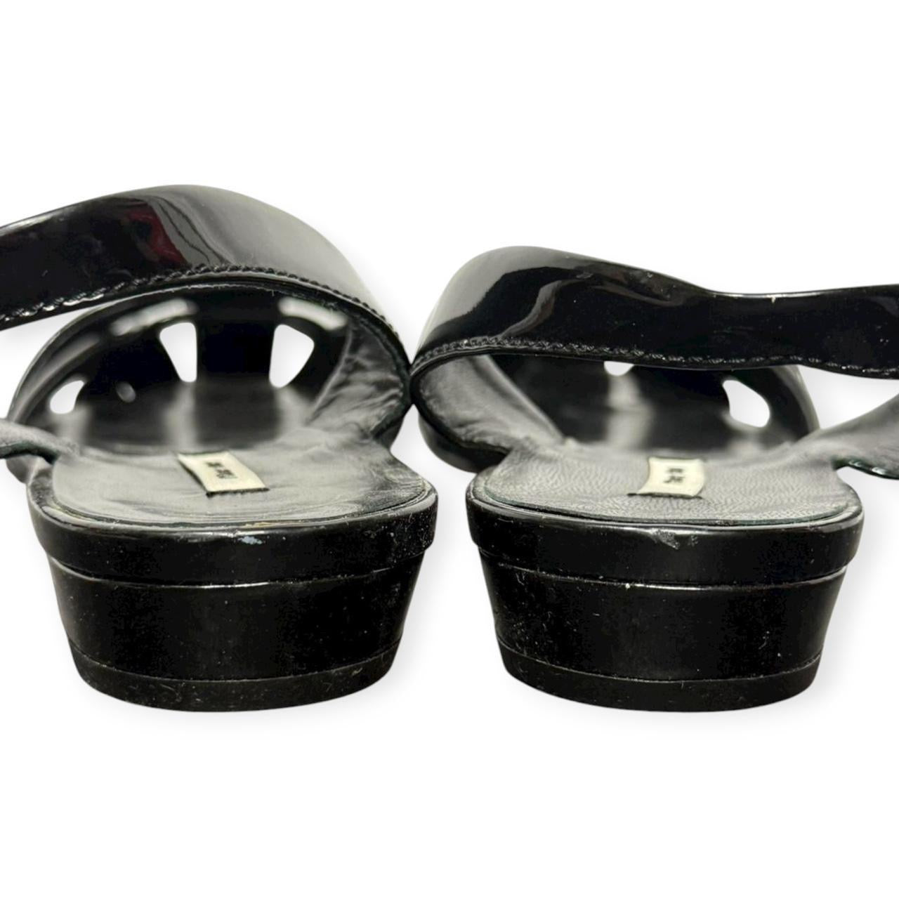 miu miu woven patent leather slingback sandals