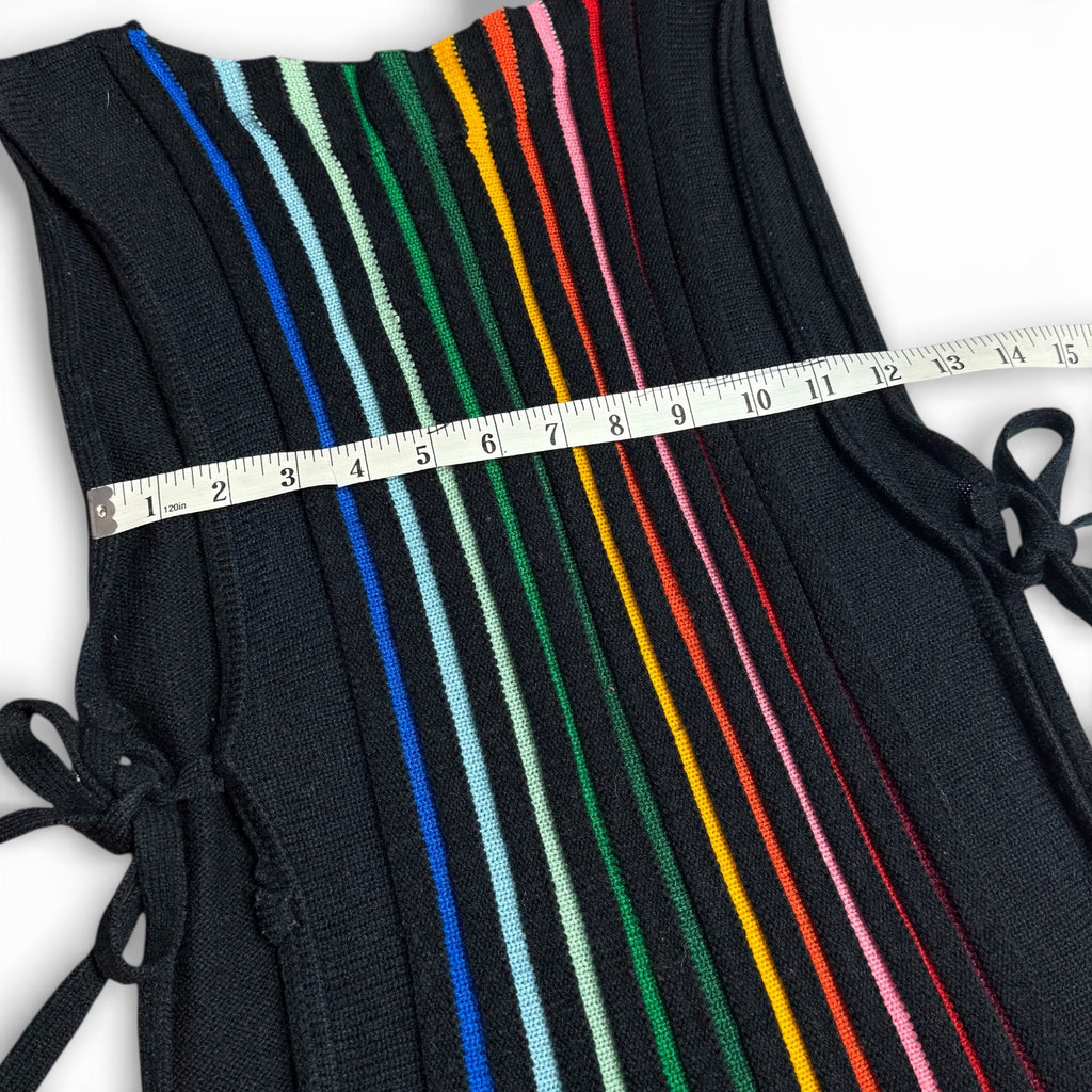 vintage rainbow stripe side tie knit top
