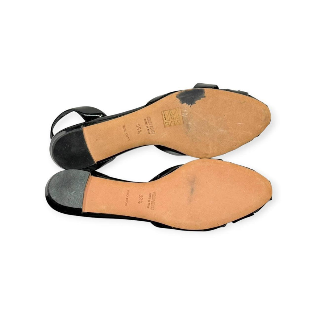 miu miu woven patent leather slingback sandals