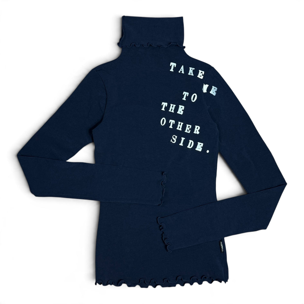 vintage y2k hysterics “take me to the other side” lettuce hem long sleeve turtleneck