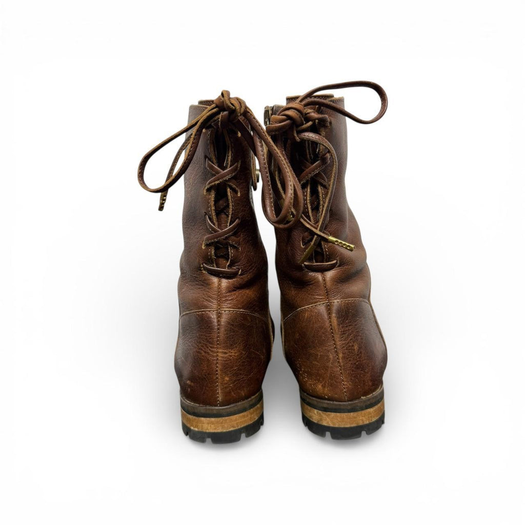 fabianelli distressed leather back tie boots