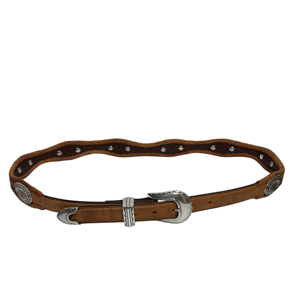 vintage brown leather concho belt