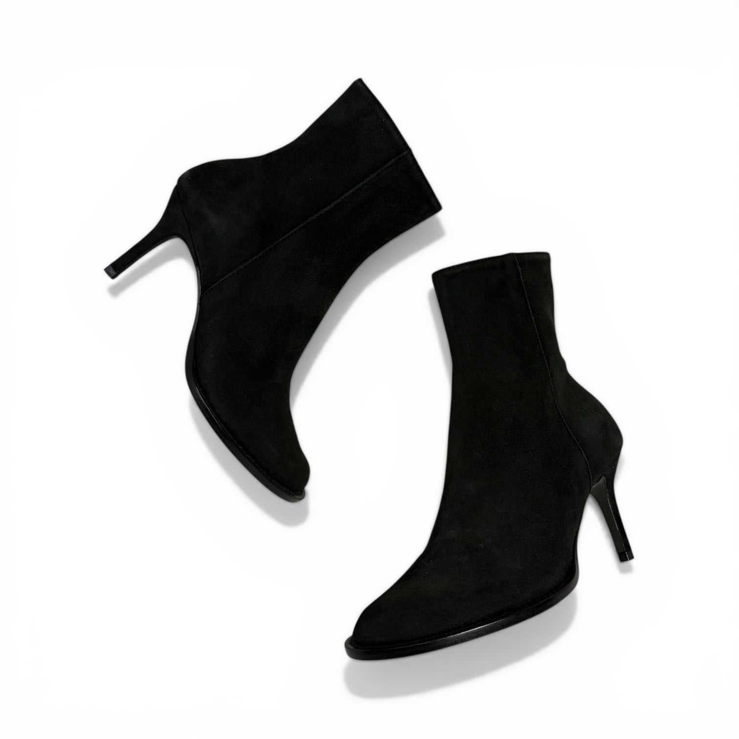 ann demeulemeester black camoscio suede stiletto ankle boots