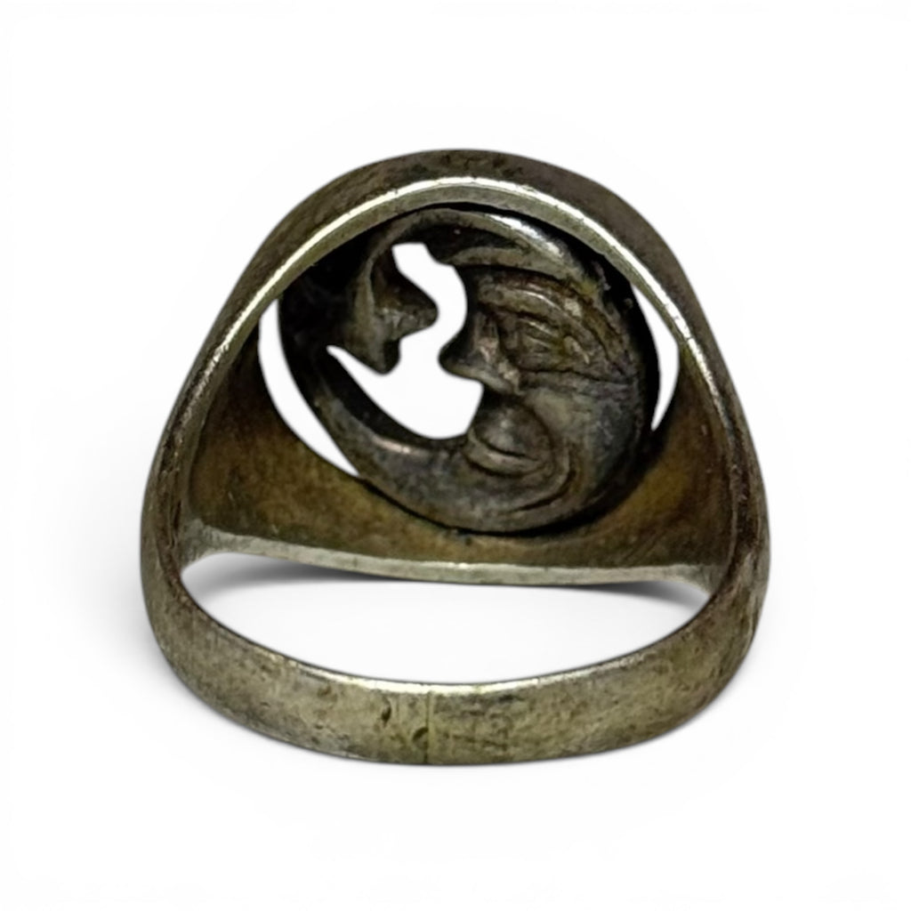 vintage mku michael khan 925 sterling silver moon + star spinner ring