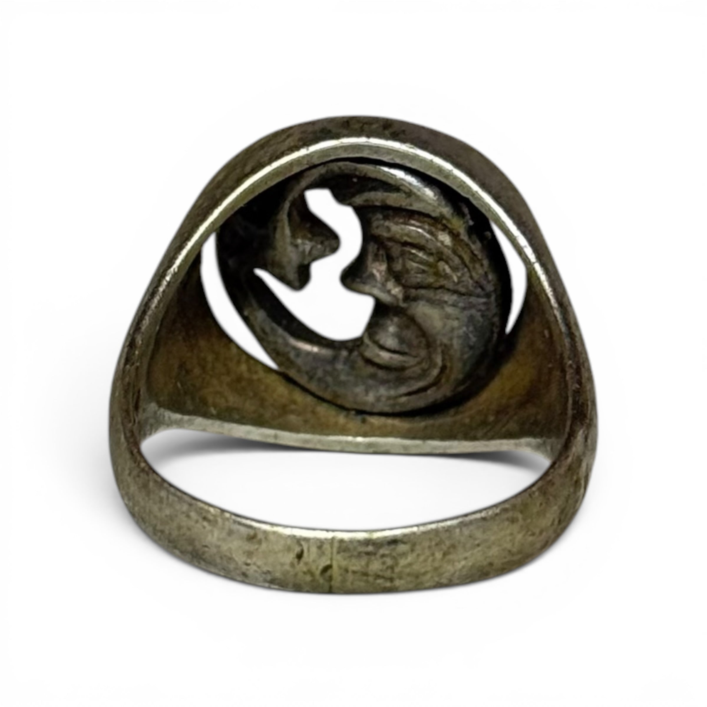 vintage mku michael khan 925 sterling silver moon + star spinner ring