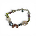 artisanal 925 sterling silver multicolor baroque pearl beaded 8” bracelet