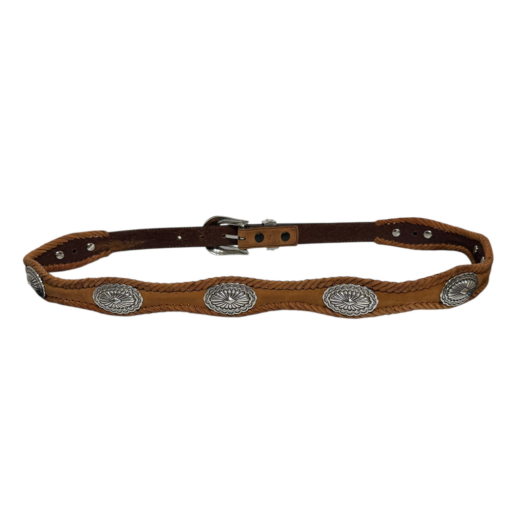 vintage brown leather concho belt