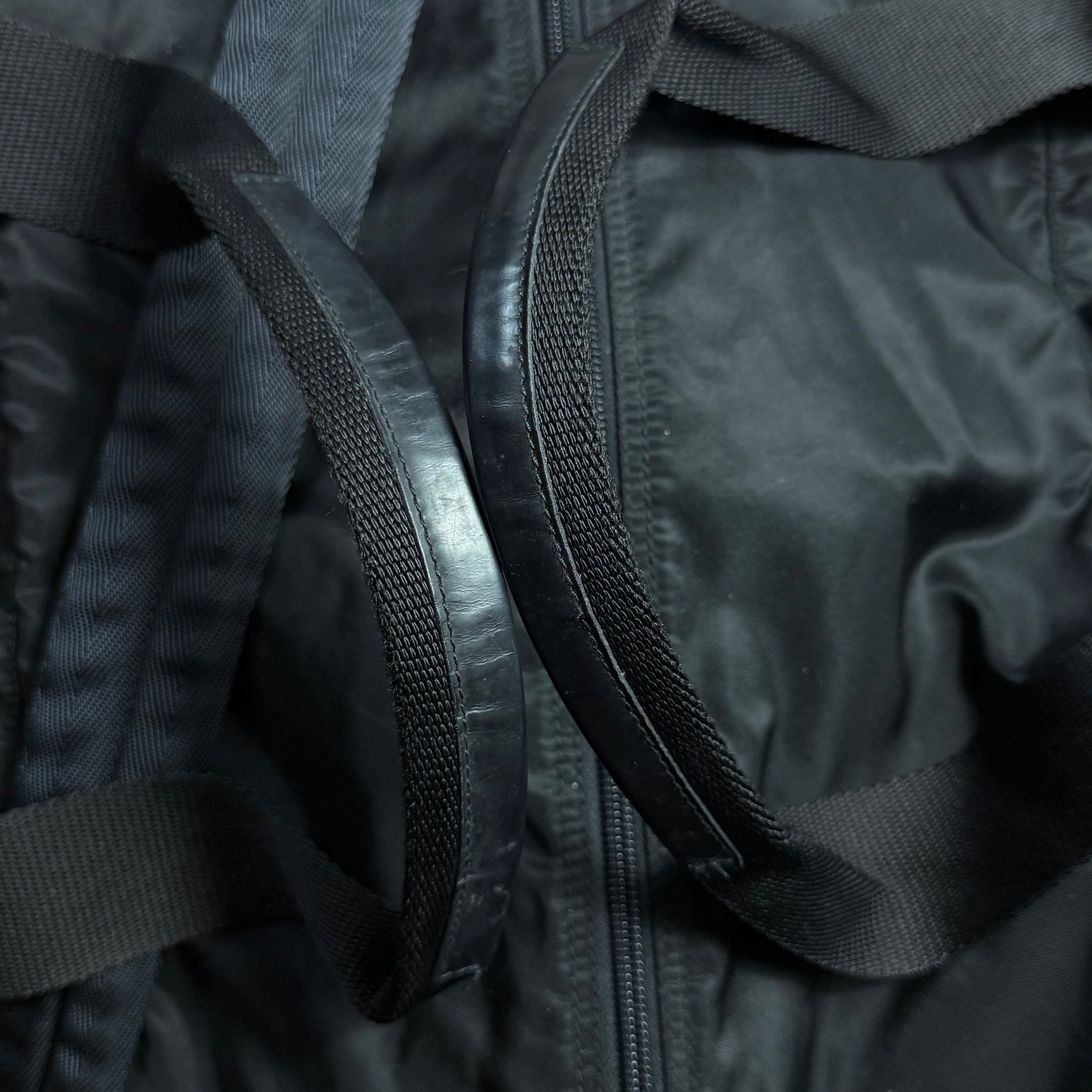 vintage 90s prada black tessuto nylon weekender duffle bag