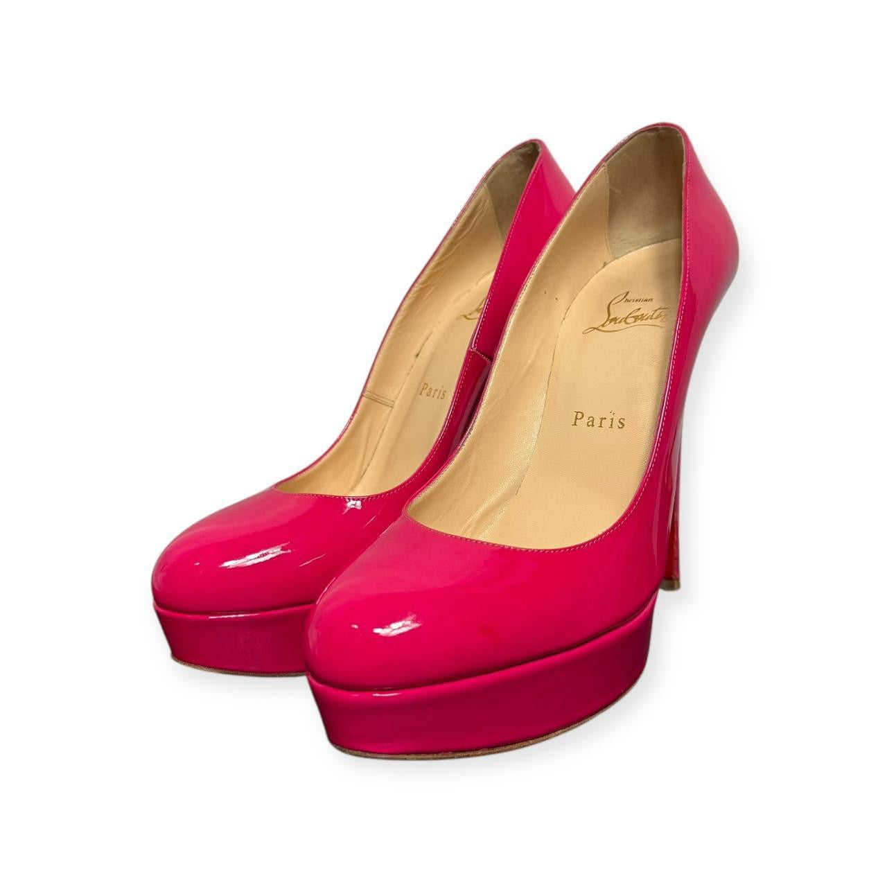 christian louboutin bianca patent leather platform pumps