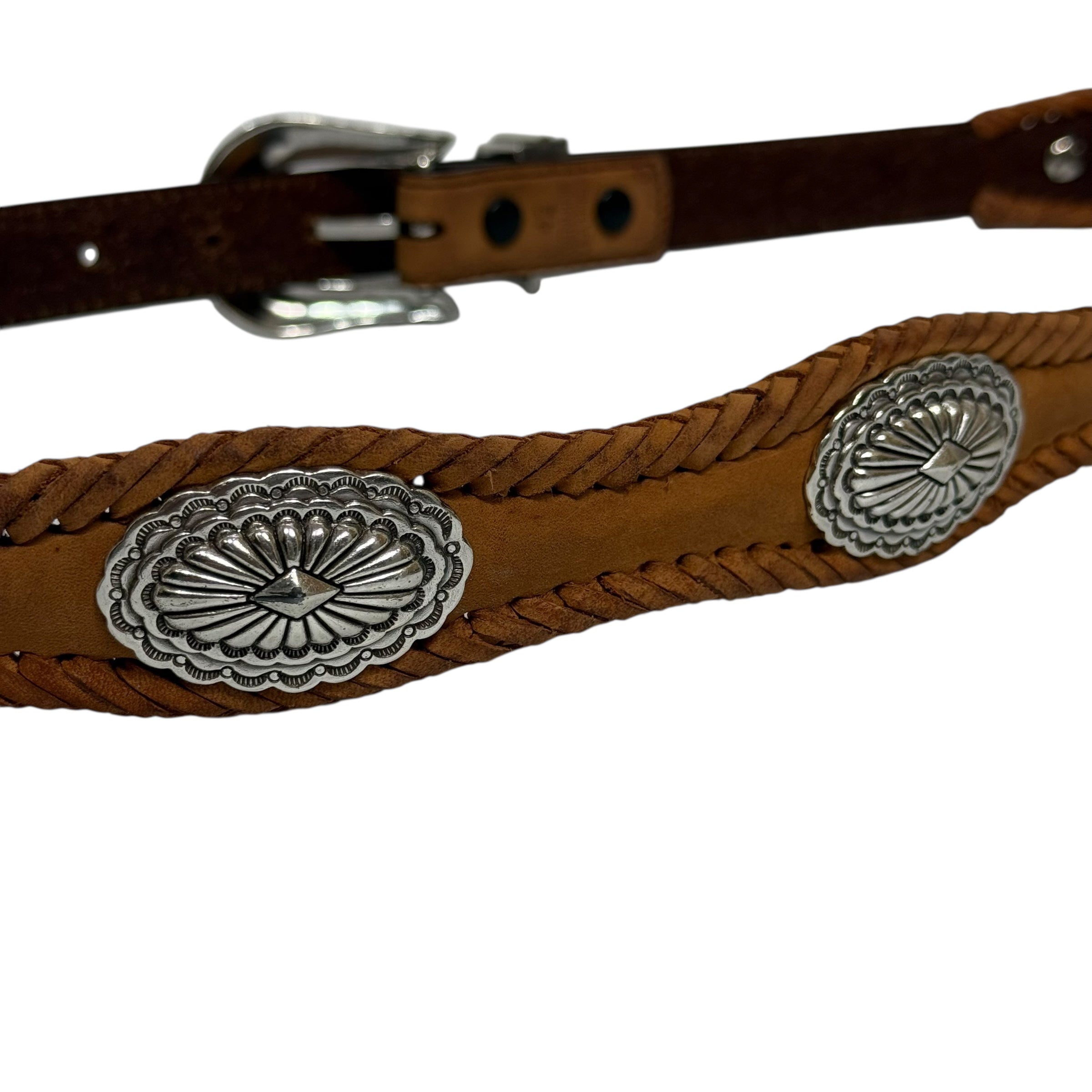 vintage brown leather concho belt