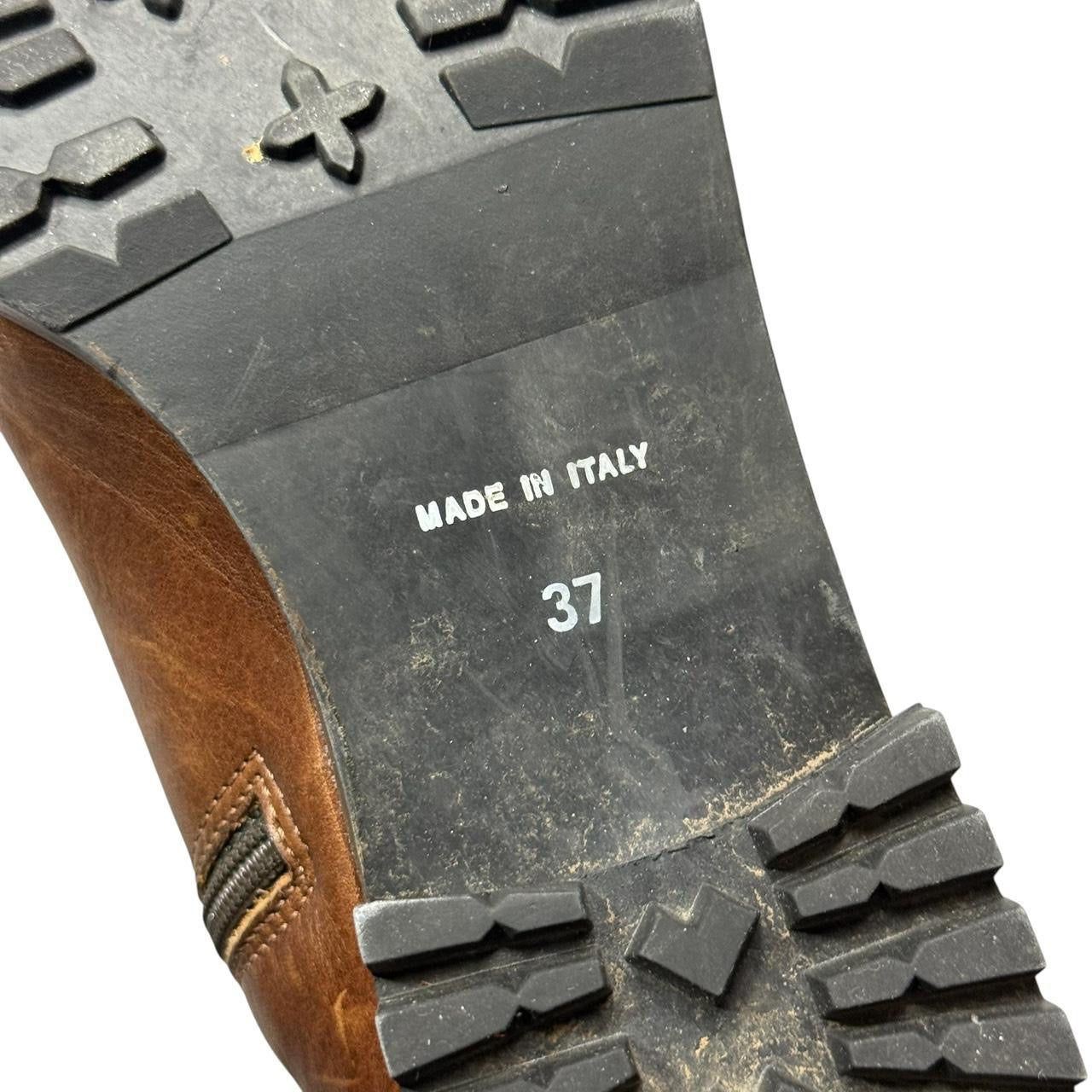 fabianelli distressed leather back tie boots