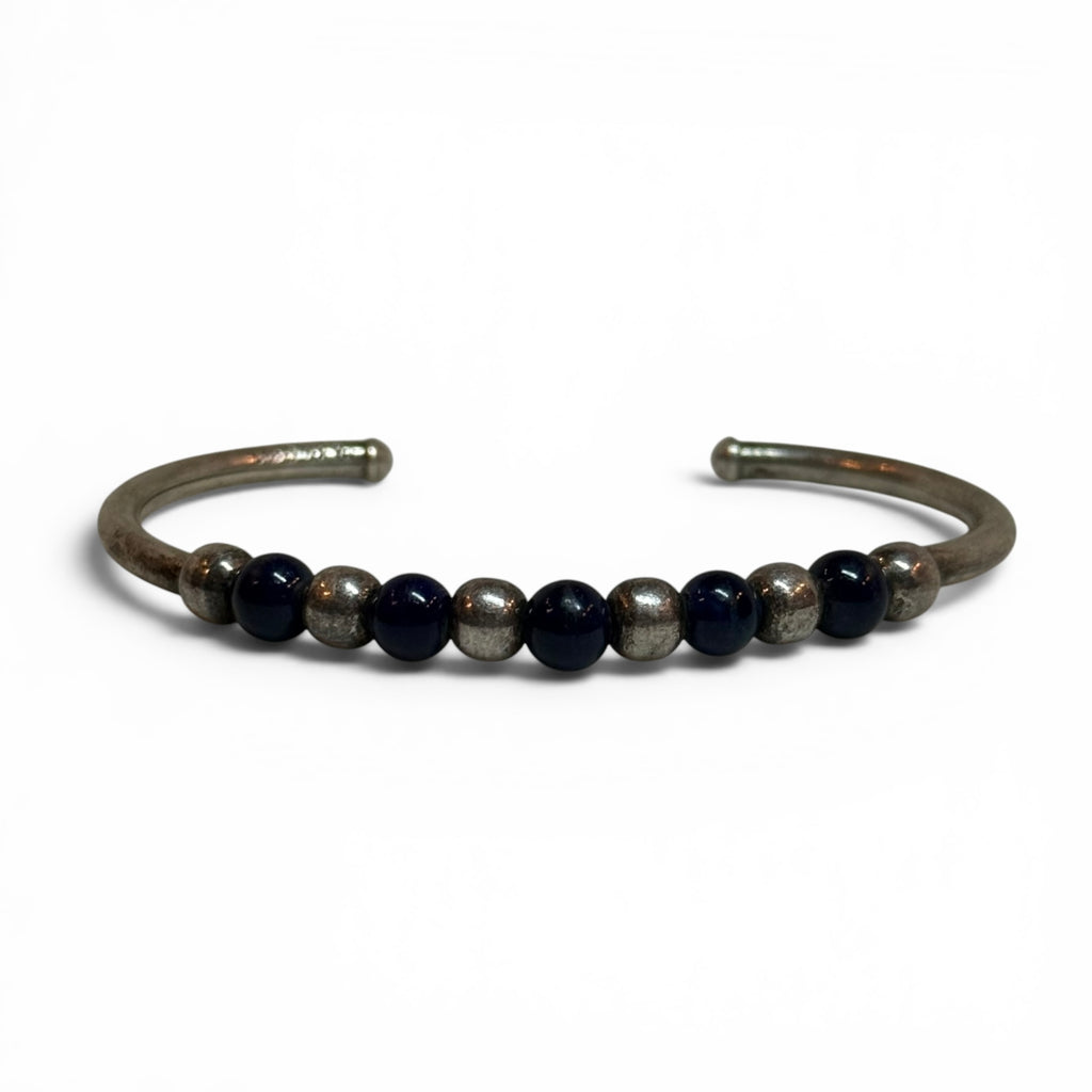 silpada sterling silver + navy blue sodalite flexible cuff bracelet