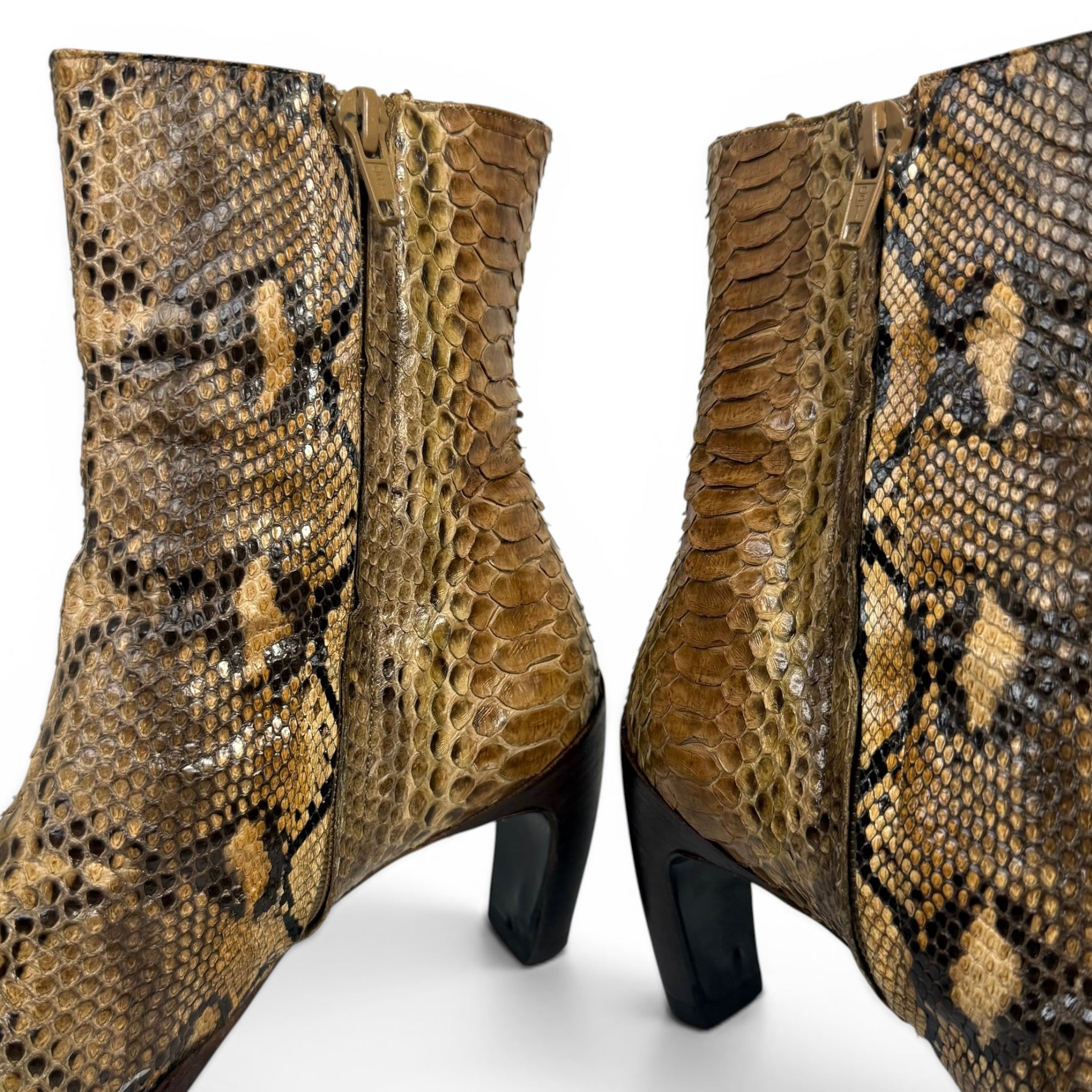 vintage fendi python snakeskin curved heel boots