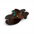 henry beguelin turquoise block heel thong sandals