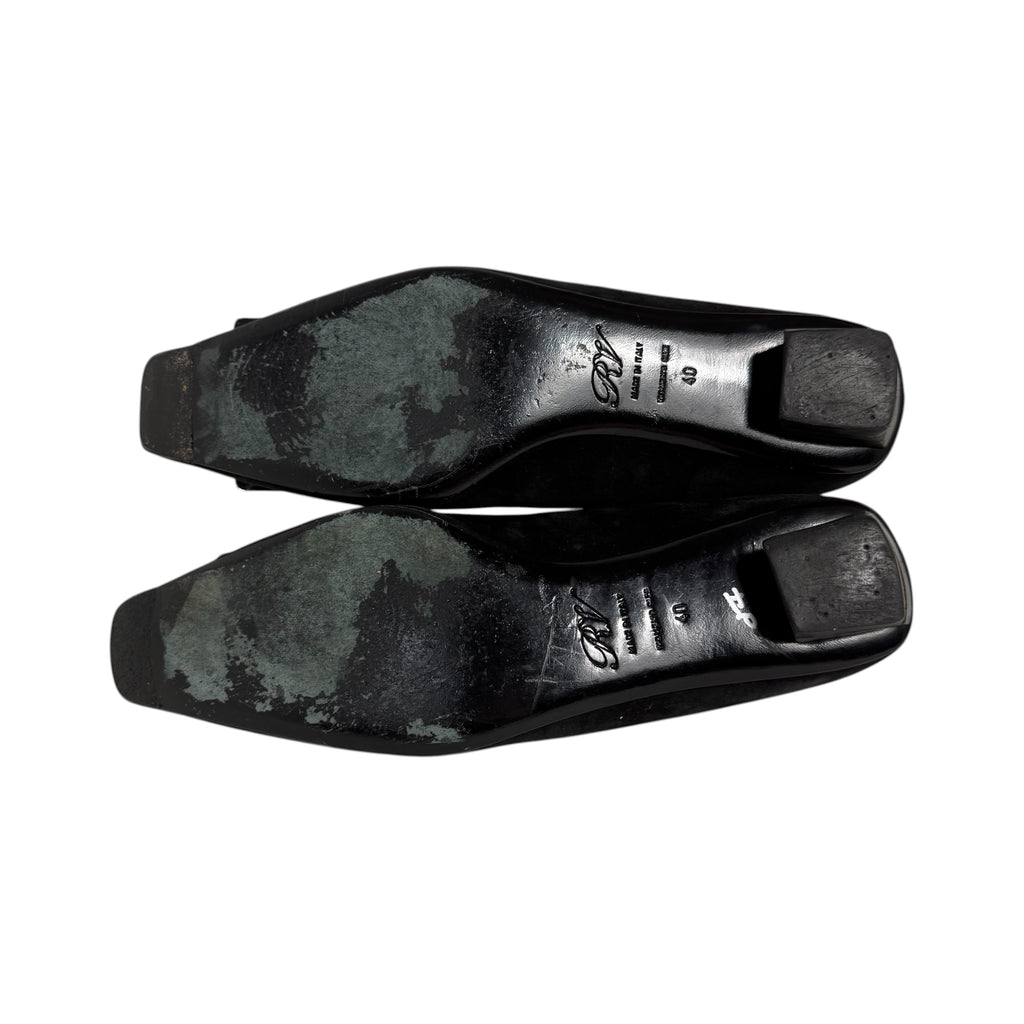 roger vivier paris belle black suede buckle pumps