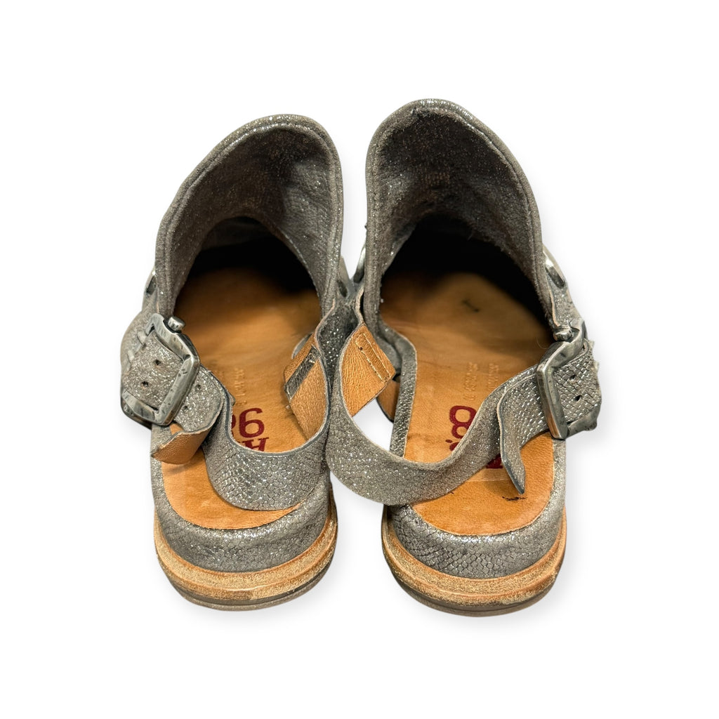 A.S.98 Metallic Silver Mules