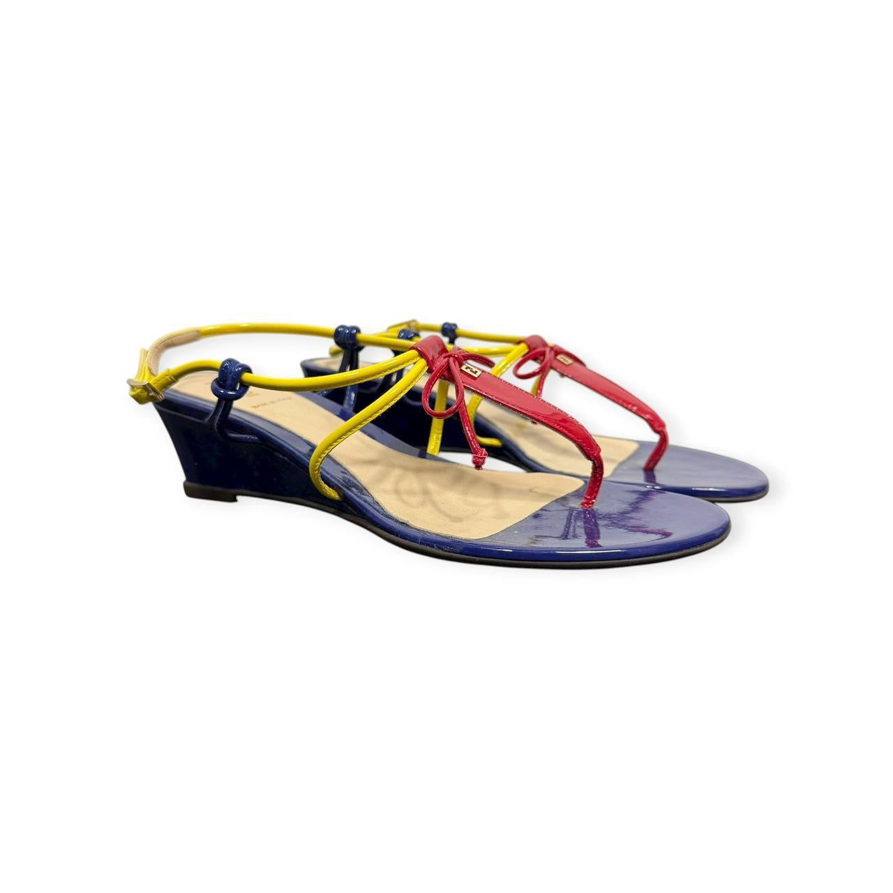 fendi tricolor patent leather thong sandals