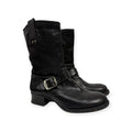 vintage frye black leather moto boots